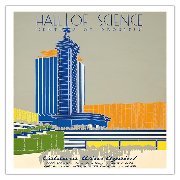 1934 Chicago World's Fair Hall of Science - Valdura Wins Again! - American-Marietta Co. - Vintage Advertising Poster c.1934 - Bamboo Fine Art 290gsm Paper Print (Unframed) 24x32in