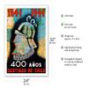 1541 to 1941-400 Aos Santiago de Chile (400 Year Anniversary of Santiago Chile) - Conquistador - Vintage Travel Poster by O.O. Valle c.1941 - Bamboo Fine Art 290gsm Paper Print (Unframed) 24x32in view 2