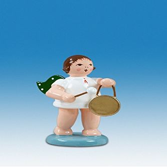 Rudolphs Schatzkiste Angel Musician Angel with gong Without Crown Height of Approx. 6 cm Felling Trees Gel Christmas Angel ore Mountains Wood