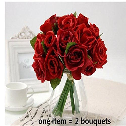 18PCS Continental Advanced handmade Rose Bridal red toss bouquet Wedding maid of honor Bridesmaid throwing Bouquets Artificial Flower