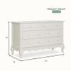 Evolur Aurora 7-Drawer Nursery Dresser  Ivory Lace | Assembled Double Dresser with Crystal Knobs, Queen Anne Legs, Large Storage for Baby Essentials view 3