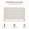 Evolur Aurora 7-Drawer Nursery Dresser  Ivory Lace | Assembled Double Dresser with Crystal Knobs, Queen Anne Legs, Large Storage for Baby Essentials view 4