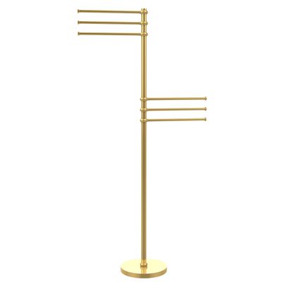 Allied Brass TS-50T-PB 6 Pivoting 12 Inch Arms Towel Stand, Polished Brass