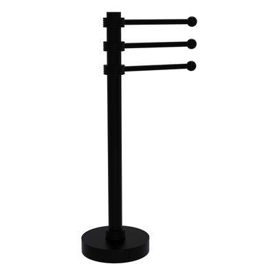 Allied Brass 973G-BKM Vanity Top 3 Swing Arm Guest Towel Holder with Grooved Accents, Matte Black