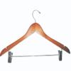 Cherry Finish Wood Combination Hanger with Non-Abrasive Clips (Set of 50) view 1