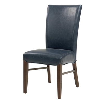 New Pacific Direct Milton Bonded Leather Chair,Brown Legs,Vintage Blue,Set of 2