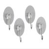 Wenko Static-Loc Nickel Hook Osimo-Set of 4, Fixing Without Drilling, Plastic (PTE), Silver matt, 3.8 x 3.8 x 2.1 cm view 1