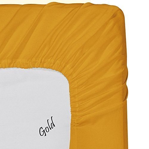 Acrilan Bedding Premium Quality 1 PC Fitted Sheet Bottom Sheet ONLY Fit Upto 20" inches Deep Pocket 800 Thread Count 100% Pure Egyptian Cotton Solid (Full XL, Gold).