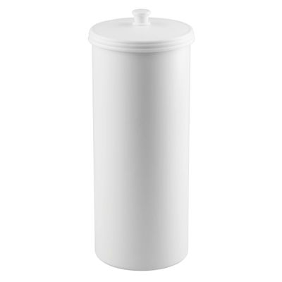 iDesign Freestanding Bathroom Toilet Paper Storage Holder with Lid for 3 Extra Rolls, White