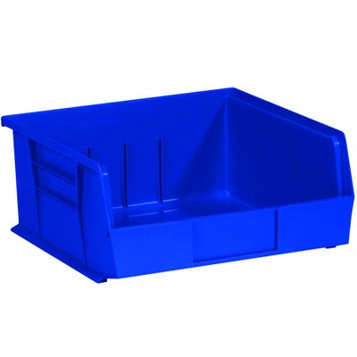 BOX USA BBINP1111B Plastic Stack Hang Bin Boxes, 10 7/8" x 11" x 5", Blue (Pack of 6)