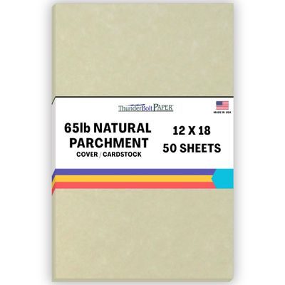 50 Natural Parchment 65lb Cover Paper Sheets 12 X 18 Inches Cardstock Weight Colored Sheets 12" X 18" (12X18 Inches) Large|Poster Size - Printable Old Parchment Semblance