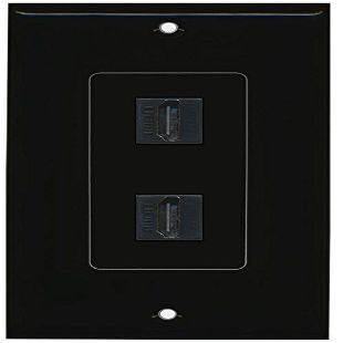 RiteAV (1 Gang Decorative) 2 HDMI Black Wall Plate Black