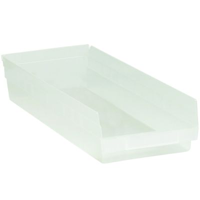 BOX USA BBINPS123CL Plastic Shelf Bins, 23 5/8" x 8 3/8" x 4", Clear (Pack of 6)