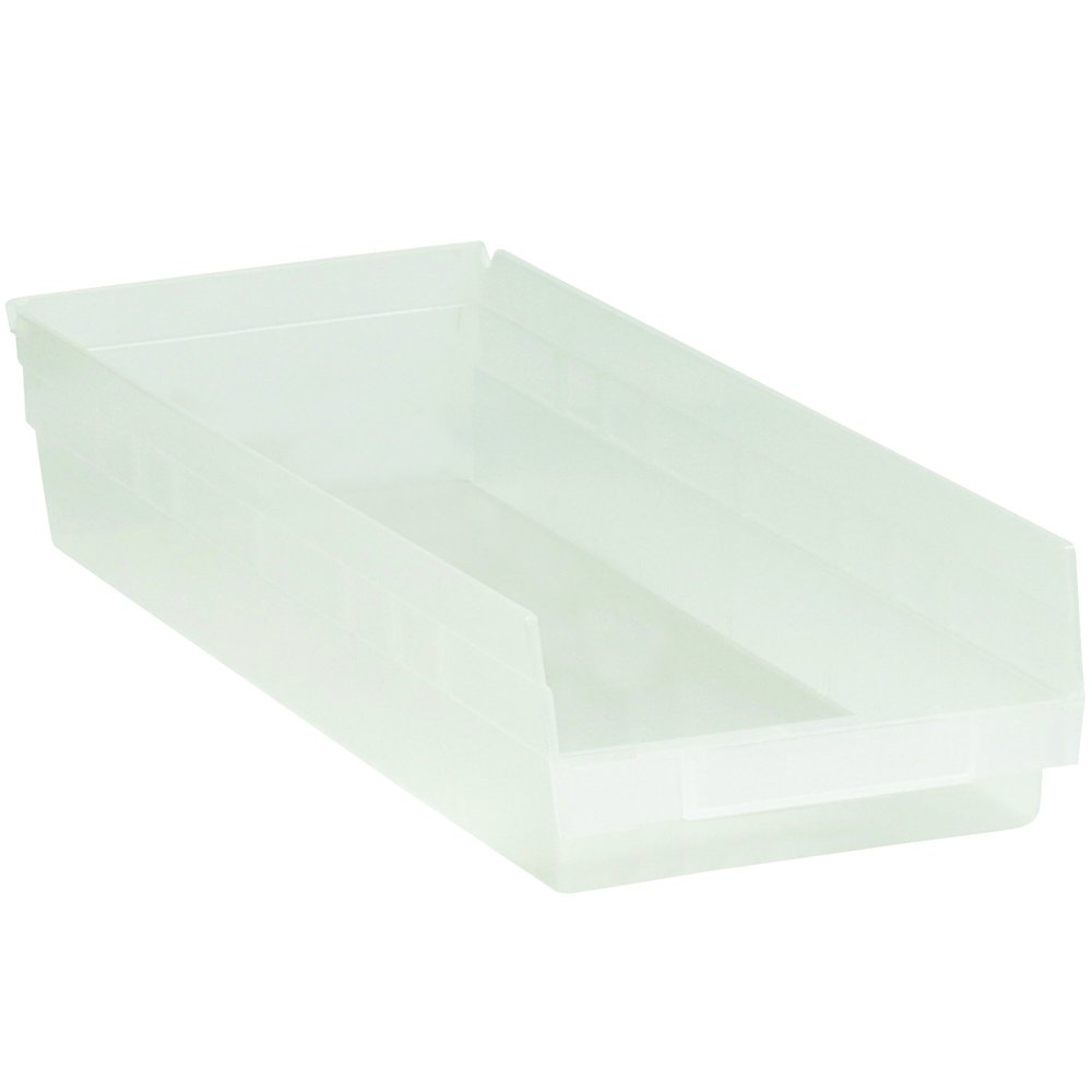 BOX USA BBINPS123CL Plastic Shelf Bins, 23 5/8" x 8 3/8" x 4", Clear (Pack of 6)