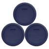 Pyrex 7201-PC 4-Cup Dark Blue Round Food Storage Replacement Lid (3-pack) - Made in the USA view 1