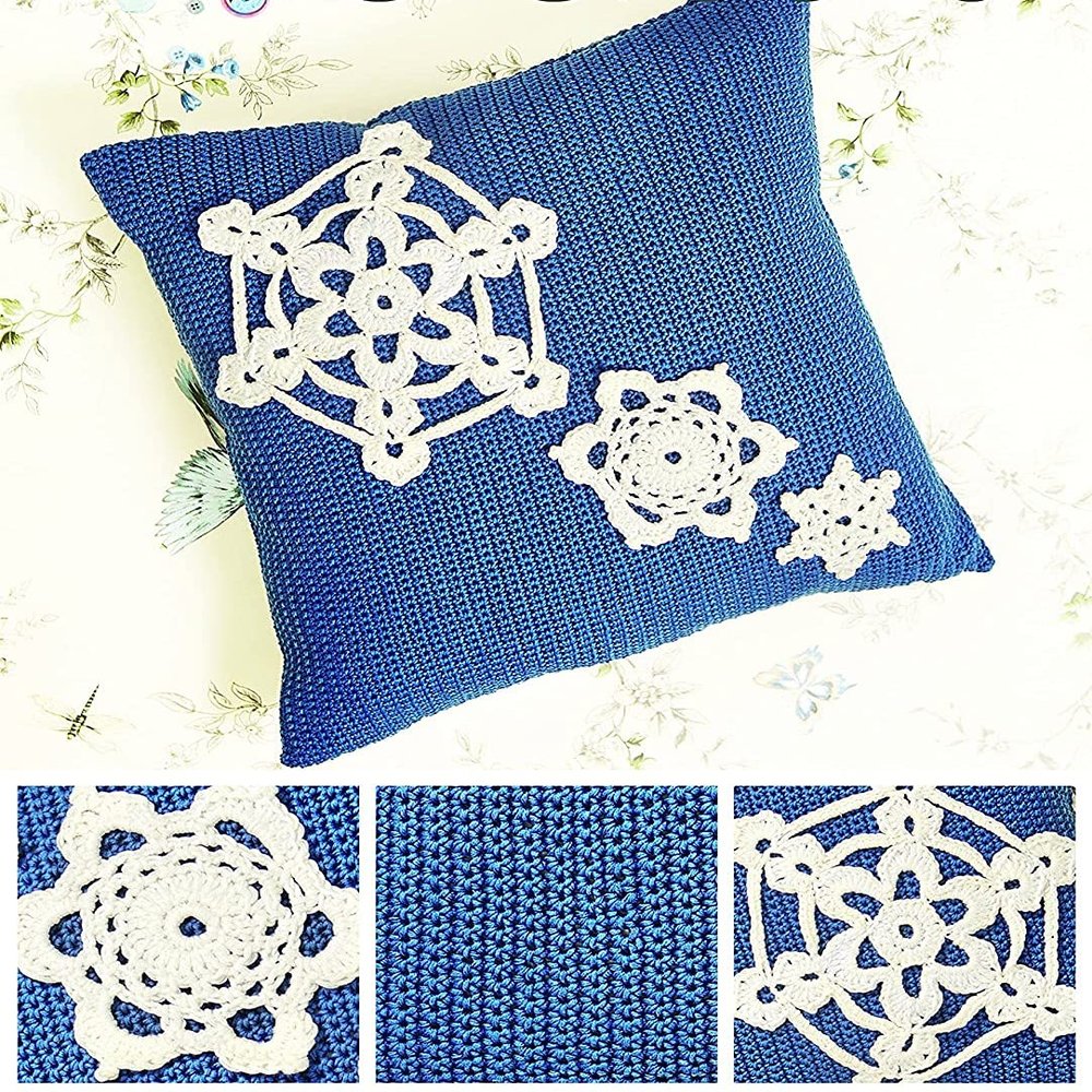 DMC Festive Snowflake Cushion Crochet Pattern, Card, Multicoloured, 30x21x0.5 cm