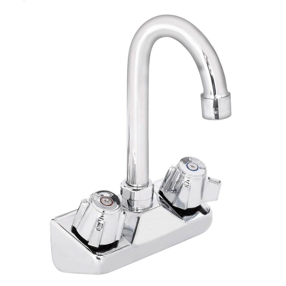 DuraSteel Commercial Hand Sink Faucet - Wall Mount Sink Faucet 4 Inch Center for Kitchen Small Sinks - 3-1/2 Gooseneck Spout Knob Handle - 2 Hole Wet Bar Faucets Laundry Tub Restaurant Utility Room