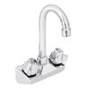 DuraSteel Commercial Hand Sink Faucet - Wall Mount Sink Faucet 4 Inch Center for Kitchen Small Sinks - 3-1/2 Gooseneck Spout Knob Handle - 2 Hole Wet Bar Faucets Laundry Tub Restaurant Utility Room view 1