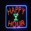 Happy Hour Real Glass Neon Light Sign Home Beer Bar Pub Recreation Room Game Room Windows Garage Wall Sign (17"14" Large) view 1