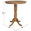 Whitewood Industries International Concepts 36" Round Top Pedestal Table Pecan view 2