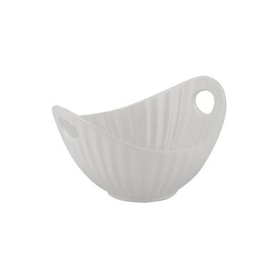 10 Strawberry Street Whittier 7.75"/24 Oz Boat Bowl with Line Texture, Set of 4, White