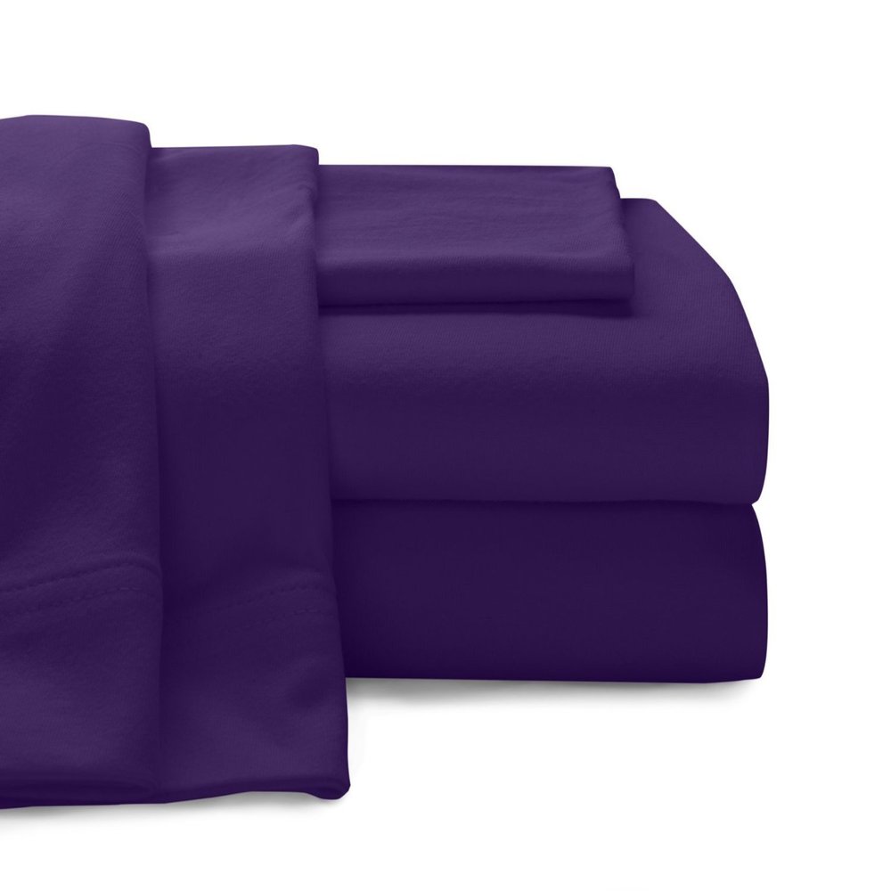 100% Egyptian Cotton Solid Pattern 400 Thread Count Exceptional Bedding Sheets -1 Flat, 1 Fitted & 4 Pillow Cases Fits Upto 25 inches Extra Deep Pocket (King, Purple)