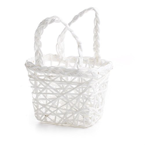 Factory Direct Craft Set of 2 White Twist Baskets with Braided Handles for Gifts, Easter Baskets, Party Favors | Size: 6" L x 4-1/4" W x 5" H