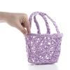 Factory Direct Craft Set of 2 Pastel Lavender Twist Baskets with Braided Handles Size: 6" L x 4-1/4" W x 5" H view 2
