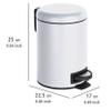 WENKO Cubo de Pedal Leman 3 LTS. Blanco, White, 22.5 x 17 x 25 cm view 4