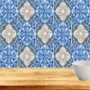 Authentic Tile Stickers by Mi Alma 24 PC Set Spanish Design Wall Tile Decal Perfect for Kitchen Backsplash or Bathroom Tiles Vinyl Art Easy to Install Peel and Stick (8x8 Inch, Classic Blue H120) view 2