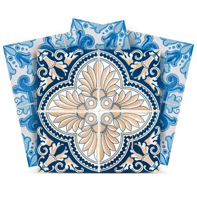 Authentic Tile Stickers by Mi Alma 24 PC Set Spanish Design Wall Tile Decal Perfect for Kitchen Backsplash or Bathroom Tiles Vinyl Art Easy to Install Peel and Stick (6x6 Inch, Talavera Blue H205)