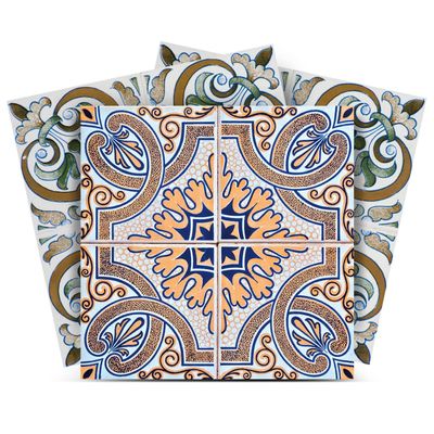 Authentic Tile Stickers by Mi Alma 24 PC Set Spanish Design Wall Tile Decal Perfect for Kitchen Backsplash or Bathroom Tiles Vinyl Art Easy to Install Peel and Stick (6x6 Inch, Green & Brown H204)