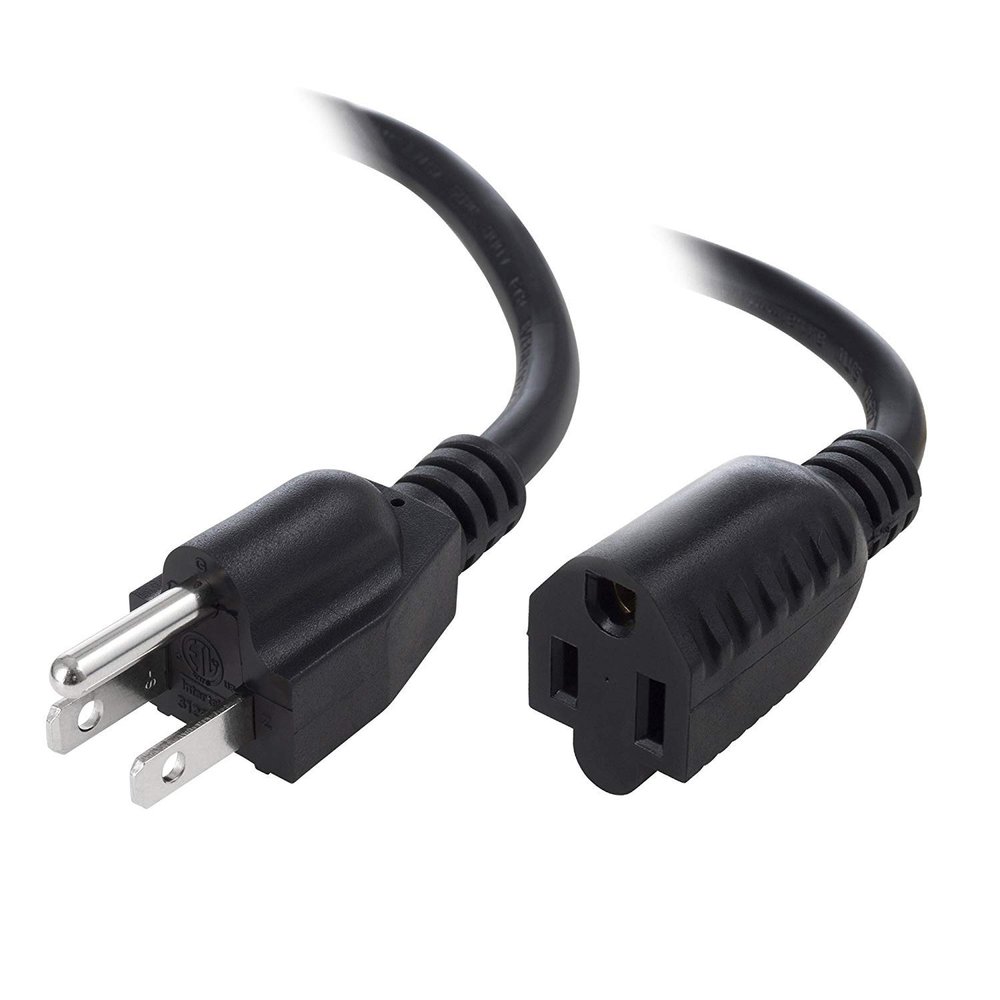 1ft (0.3M) 16AWG Heavy Duty (Power Extension Cord) Power Extension Cable 1 Feet (0.3 Meters) 3 Conductor (NEMA 5-15P to NEMA 5-15R) 13 Amp Power Cable CNE593166 (5 Pack)