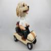 Cream Labradoodle Golfer Golf Cart Doogie Handpainted Handsculpted Resin Collectable Figurine view 1
