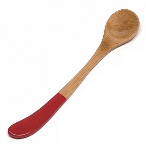 Banyo Painted Milk Spoon Curved Pattern Red
