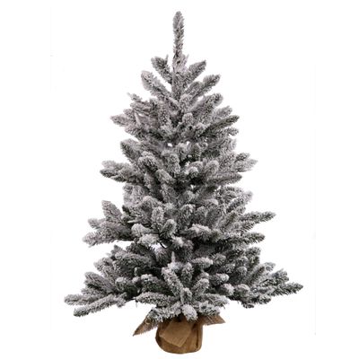 Vickerman 42" Flocked Anoka Pine Artificial Christmas Tree, Unlit - Snow Covered Faux Tree - Seasonal Potted Indoor Home Decor