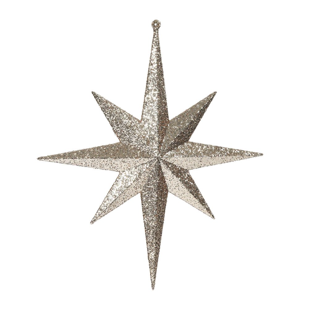 Vickerman 12" Rose Gold Iridescent Glitter Bethlehem Star Christmas Ornament, 2 per Box