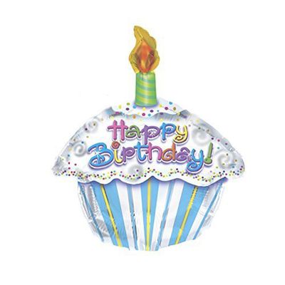 PMU Happy Birthday Petite Cupcake Shape Balloon (18 Inch Mylar) Pkg/1