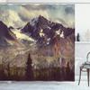 Ambesonne Alaska Mountains Shower Curtain, Arctic Landscape Hiking Alaska Mountains Scenery in USA Wilderness, Cloth Fabric Bathroom Decor Set with Hooks, 69" W x 70" L, Green Black White view 1