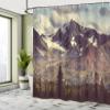 Ambesonne Alaska Mountains Shower Curtain, Arctic Landscape Hiking Alaska Mountains Scenery in USA Wilderness, Cloth Fabric Bathroom Decor Set with Hooks, 69" W x 70" L, Green Black White view 4