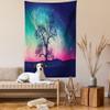 Ambesonne Galaxy Tapestry, Vibrant Stars Space Cosmic Lonely Tree Aurora Borealis, Wall Hanging for Bedroom Living Room Dorm Decor, 60" X 80", Aqua view 2