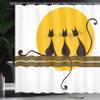 Ambesonne Animal Art Shower Curtain, 3 Black Feline Cartoon Cats with Whiskers Staring at Sun Print, Cloth Fabric Bathroom Decor Set with Hooks, 69" W x 70" L, Yellow Brown Dark Brown view 3