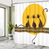 Ambesonne Animal Art Shower Curtain, 3 Black Feline Cartoon Cats with Whiskers Staring at Sun Print, Cloth Fabric Bathroom Decor Set with Hooks, 69" W x 70" L, Yellow Brown Dark Brown view 4