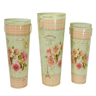Tall French Country planters or Umbrella Holders, Painted Metal Decorative vases by Dolce Mela - DMMV853-S3