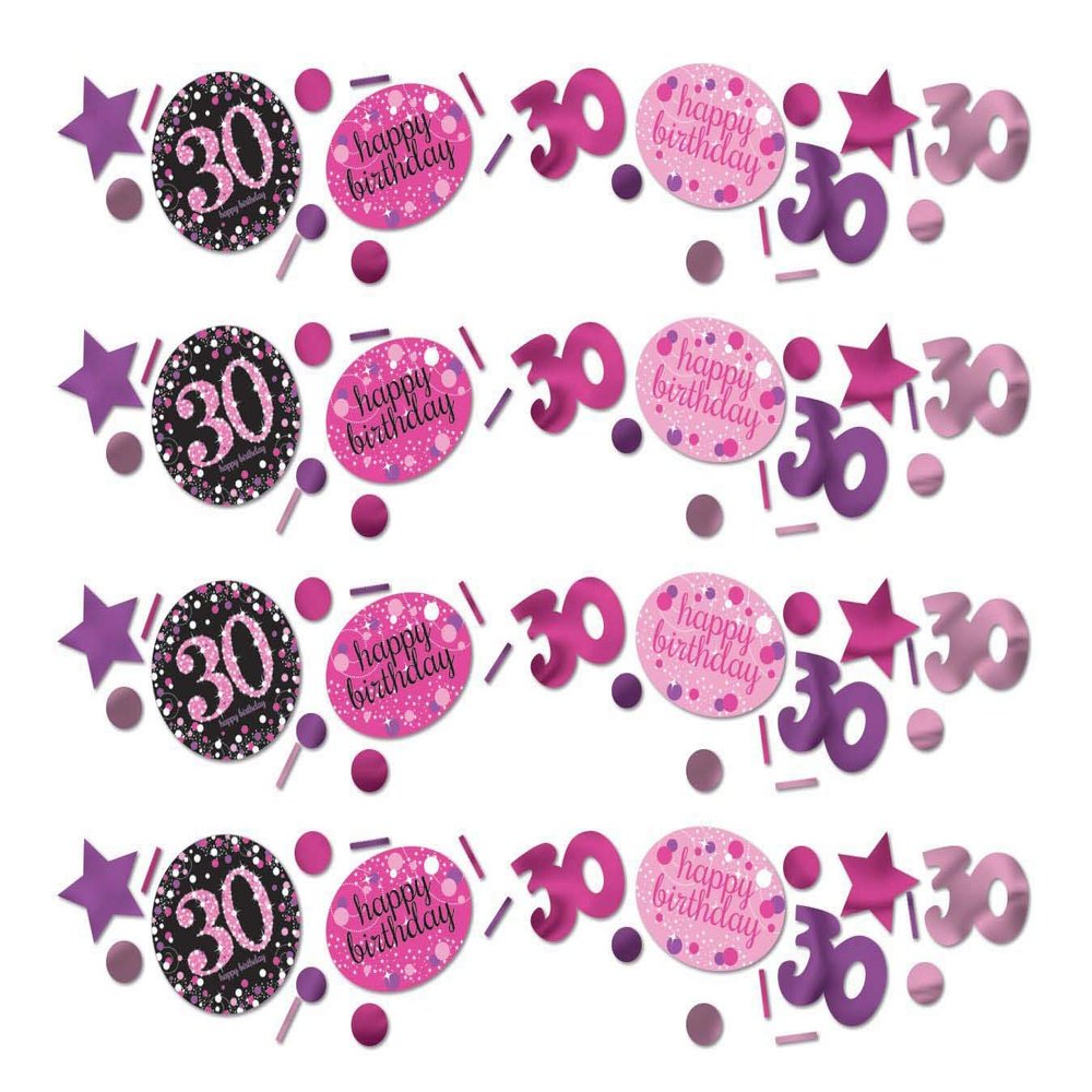 amscan 9900594 30th Birthday Glittery Pink 3 Pack Value Confetti-34g-1 Pc