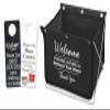 Mediz Foldable Shoe Cover Holder (Black) with Bonus: 1 Door Hanger with Designs on Front and Back - Please Use Shoe Covers view 1