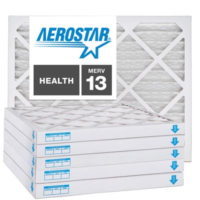 Aerostar 16x22x2 MERV 13, Pleated Air Filter, 16x22x2, Box of 6, Made in the USA