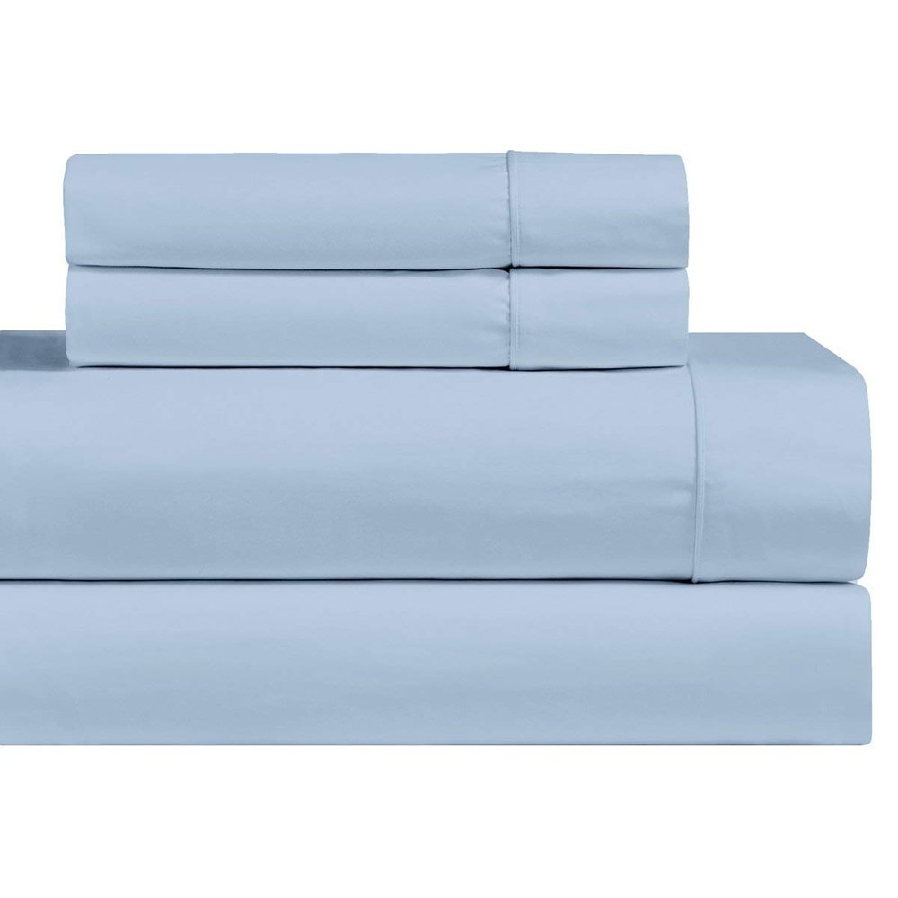 Abripedic Solid 1000-Thread-Count, 100-Percent Cotton, 22-Inch Extra Deep Pocket, California King 4PC Bed Sheets Set, Blue