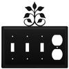 Village Wrought Iron ESSSO-109 8.25 Inch Leaf Fan-Triple Switch and Single Outlet, Black view 1