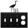 Village Wrought Iron Quad Heron Triple Switch & Single Outlet view 1